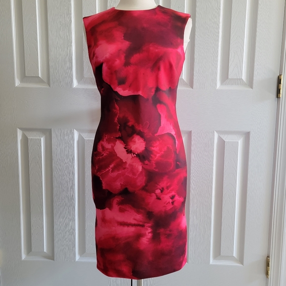 DKNY Sleevless Floral Fuchsia Sheath Dress Women's Size 4 - Picture 1 of 14